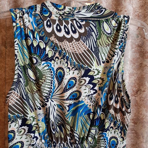 GUC Peacock print sleeveless dress size M/L - Picture 6 of 8